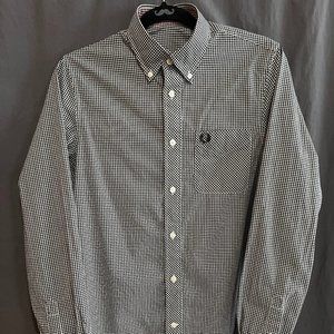 Fred Perry button up dress shirt mod retro gingham hidden details